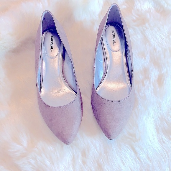 X-Appeal:/Classy Chic Ladies Taupe Faux Suede Almond Toe, Low Wedge Heels, US6.5 - Picture 10 of 17